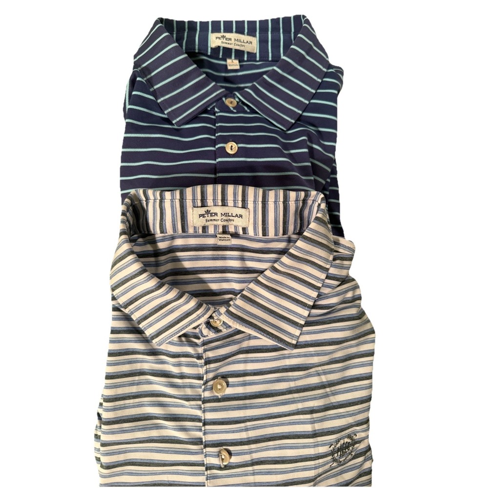 Pair of Peter Millar Summer Comfort Golf Polos size Large